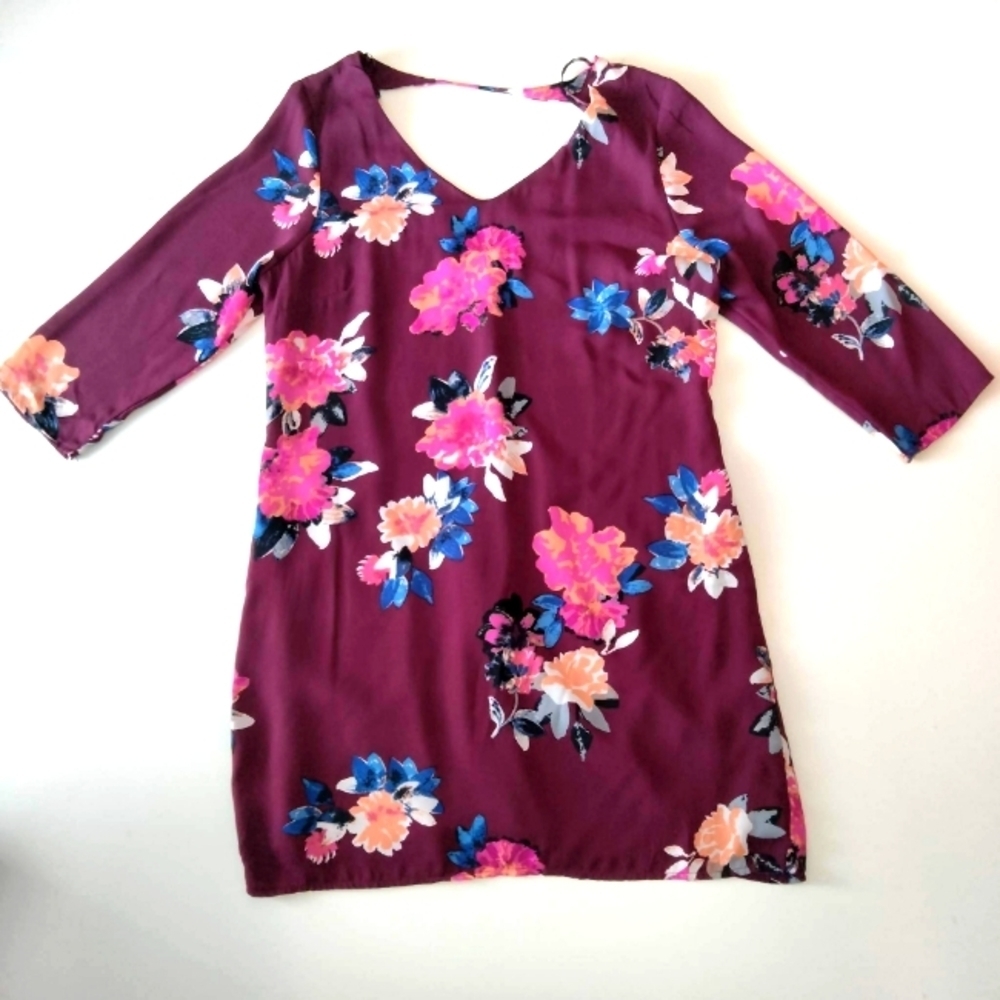 Purple floral dress one clothing size L.